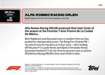 2021 Topps Now Formula 1 #070 Alfa Romeo Racing ORLEN Back