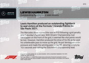 2021 Topps Now Formula 1 #072 Lewis Hamilton Back