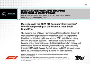 2021 Topps Now Formula 1 #086 Mercedes-AMG Petronas Formula One Team Back