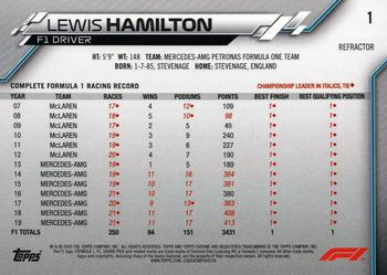 2020 Topps Chrome Formula 1 - Refractor #1 Lewis Hamilton Back