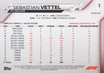 2020 Topps Chrome Formula 1 - Refractor #3 Sebastian Vettel Back