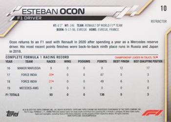 2020 Topps Chrome Formula 1 - Refractor #10 Esteban Ocon Back