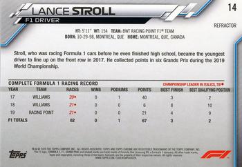2020 Topps Chrome Formula 1 - Refractor #14 Lance Stroll Back