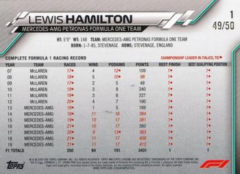2020 Topps Chrome Formula 1 - Gold Refractor #1 Lewis Hamilton Back