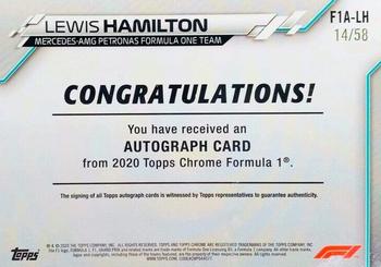 2020 Topps Chrome Formula 1 - Chrome Autographs #F1A-LH Lewis Hamilton Back