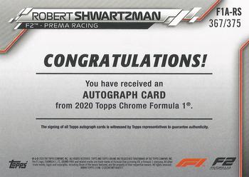 2020 Topps Chrome Formula 1 - Chrome Autographs #F1A-RS Robert Shwartzman Back