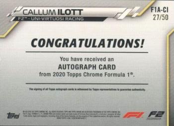 2020 Topps Chrome Formula 1 - Chrome Autographs Gold Refractor #F1A-CI Callum Ilott Back