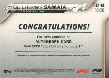 2020 Topps Chrome Formula 1 - Chrome Autographs Gold Refractor #F1A-GL Guilherme Samaia Back