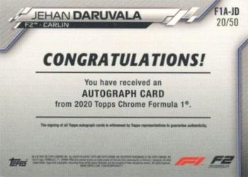2020 Topps Chrome Formula 1 - Chrome Autographs Gold Refractor #F1A-JD Jehan Daruvala Back