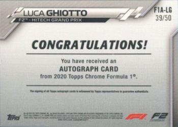 2020 Topps Chrome Formula 1 - Chrome Autographs Gold Refractor #F1A-LG Luca Ghiotto Back