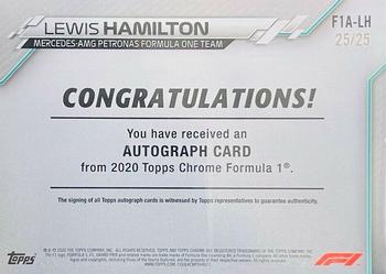 2020 Topps Chrome Formula 1 - Chrome Autographs Orange Refractor #F1A-LH Lewis Hamilton Back