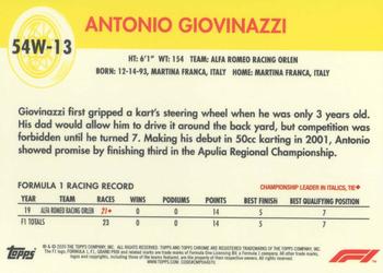 2020 Topps Chrome Formula 1 - 1954 World on Wheels #54W-13 Antonio Giovinazzi Back