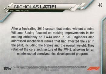 2020 Topps Chrome Sapphire Edition Formula 1 #40 Nicholas Latifi Back