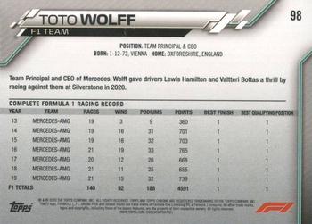 2020 Topps Chrome Sapphire Edition Formula 1 #98 Toto Wolff Back