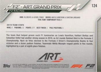 2020 Topps Chrome Sapphire Edition Formula 1 #124 Art Grand Prix F2 Back