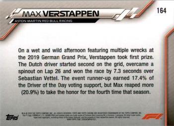 2020 Topps Chrome Sapphire Edition Formula 1 #164 Max Verstappen Back