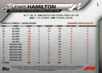 2020 Topps Chrome Sapphire Edition Formula 1 #1 Lewis Hamilton Back