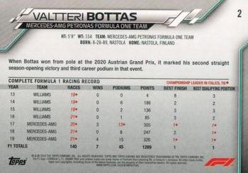 2020 Topps Chrome Sapphire Edition Formula 1 #2 Valtteri Bottas Back