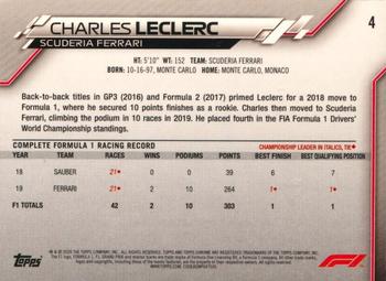 2020 Topps Chrome Sapphire Edition Formula 1 #4 Charles LeClerc Back