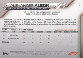 2020 Topps Chrome Sapphire Edition Formula 1 #5 Alexander Albon Back