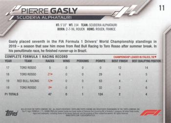 2020 Topps Chrome Sapphire Edition Formula 1 #11 Pierre Gasly Back
