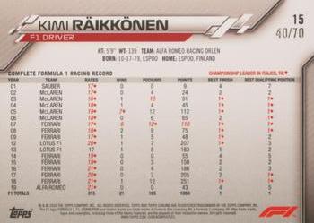 2020 Topps Chrome Sapphire Edition Formula 1 - 70th Anniversary #15 Kimi Räikkönen Back