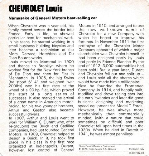 1978-80 Auto Rally Series 2 #13-067-02-03 Louis Chevrolet Back
