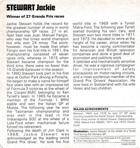 1978-80 Auto Rally Series 3 #13-067-03-04 Jackie Stewart Back