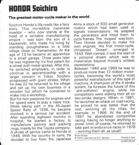 1978-80 Auto Rally Series 5 #13-067-05-02 Saichiro Honda Back