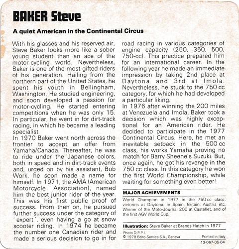 1978-80 Auto Rally Series 5 #13-067-05-04 Steve Baker Back