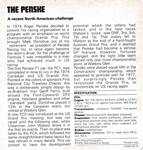 1978-80 Auto Rally Series 5 #13-067-05-14 The Penske Back