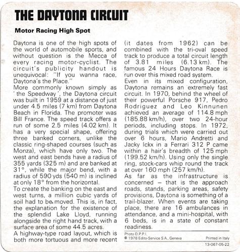 1978-80 Auto Rally Series 5 #13-067-05-22 The Daytona Circuit Back