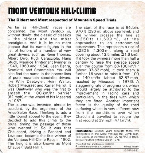 1978-80 Auto Rally Series 5 #13-067-05-23 Mont Ventoux Hill-Climb Back
