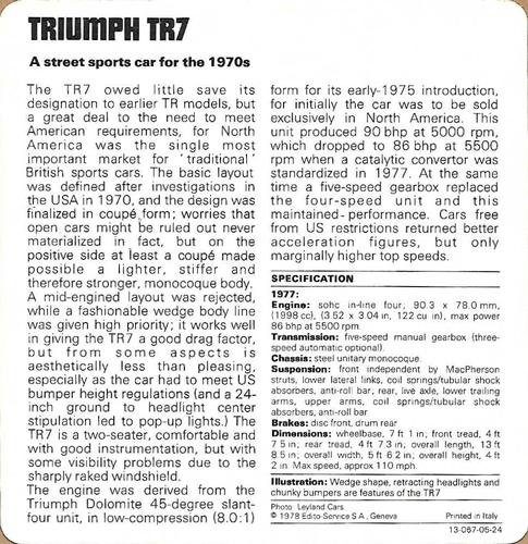 1978-80 Auto Rally Series 5 #13-067-05-24 Triumph TR7 Back