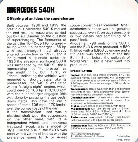 1978-80 Auto Rally Series 6 #13-067-06-04 Mercedes 540K Back