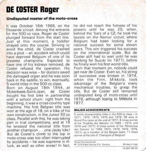 1978-80 Auto Rally Series 6 #13-067-06-20 Roger De Coster Back