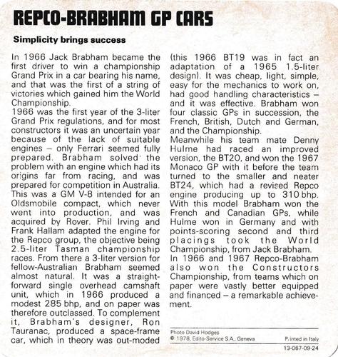 1978-80 Auto Rally Series 9 #13-067-09-24 Repco-Brabham GP Cars Back