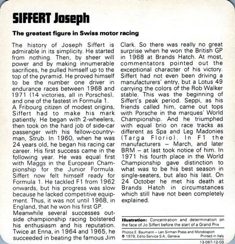 1978-80 Auto Rally Series 12 #13-067-12-03 Joseph Siffert Back