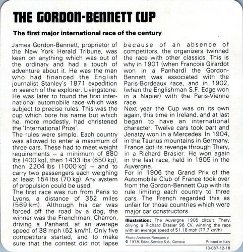 1978-80 Auto Rally Series 12 #13-067-12-18 The Gordon-Bennett Cup Back