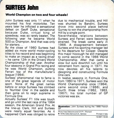 1978-80 Auto Rally Series 13 #13-067-13-03 John Surtees Back