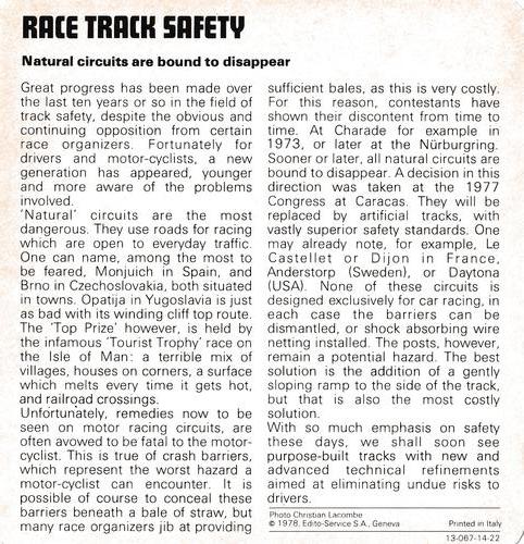 1978-80 Auto Rally Series 14 #13-067-14-22 Race Track Safety Back
