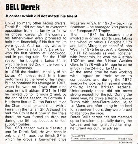 1978-80 Auto Rally Series 16 #13-067-16-02 Derek Bell Back