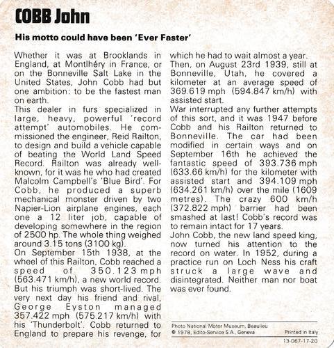 1978-80 Auto Rally Series 17 #13-067-17-20 John Cobb Back