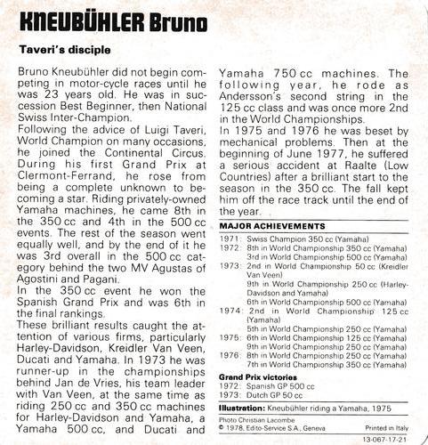 1978-80 Auto Rally Series 17 #13-067-17-21 Bruno Kneubuhler Back