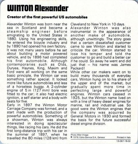 1978-80 Auto Rally Series 18 #13-067-18-02 Alexander Winton Back