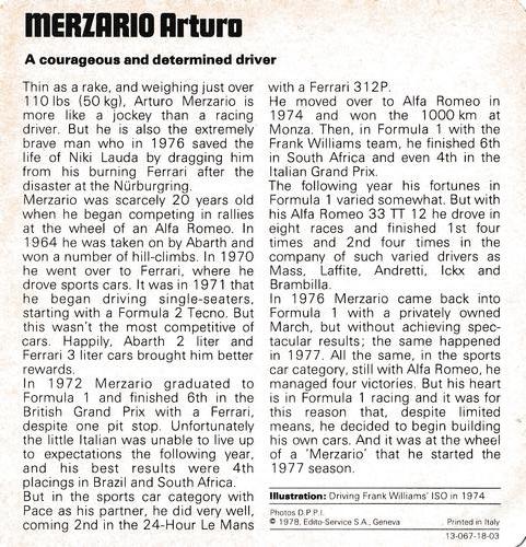 1978-80 Auto Rally Series 18 #13-067-18-03 Arturo Merzario Back