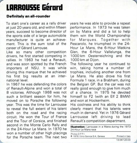 1978-80 Auto Rally Series 20 #13-067-20-03 Gerard Larrousse Back