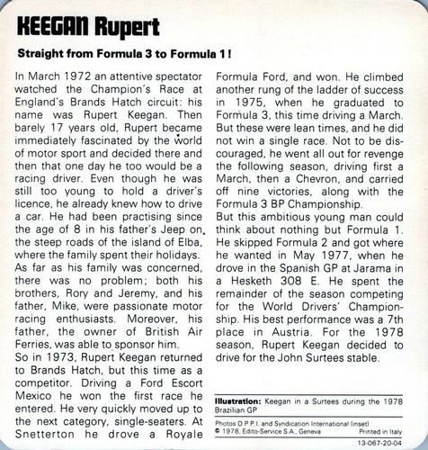 1978-80 Auto Rally Series 20 #13-067-20-04 Rupert Keegan Back