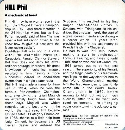 1978-80 Auto Rally Series 22 #13-067-22-01 Phil Hill Back