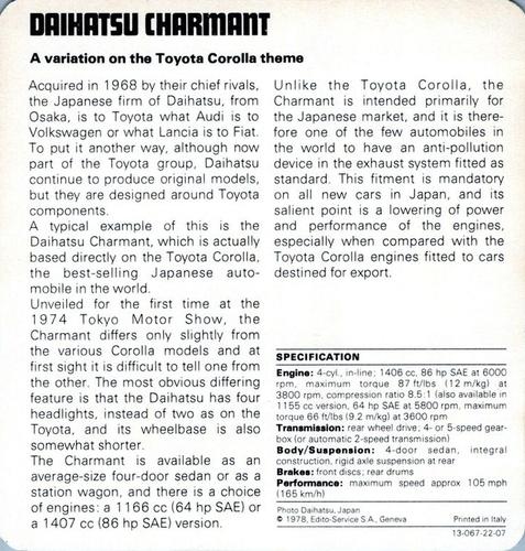 1978-80 Auto Rally Series 22 #13-067-22-07 Daihatsu Charmant Back